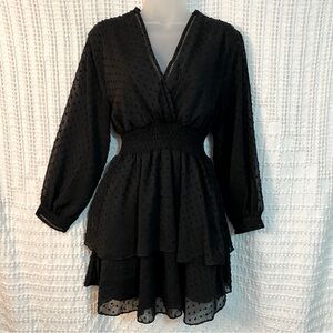 Zara Black Swiss Dot Mini Dress, Size S